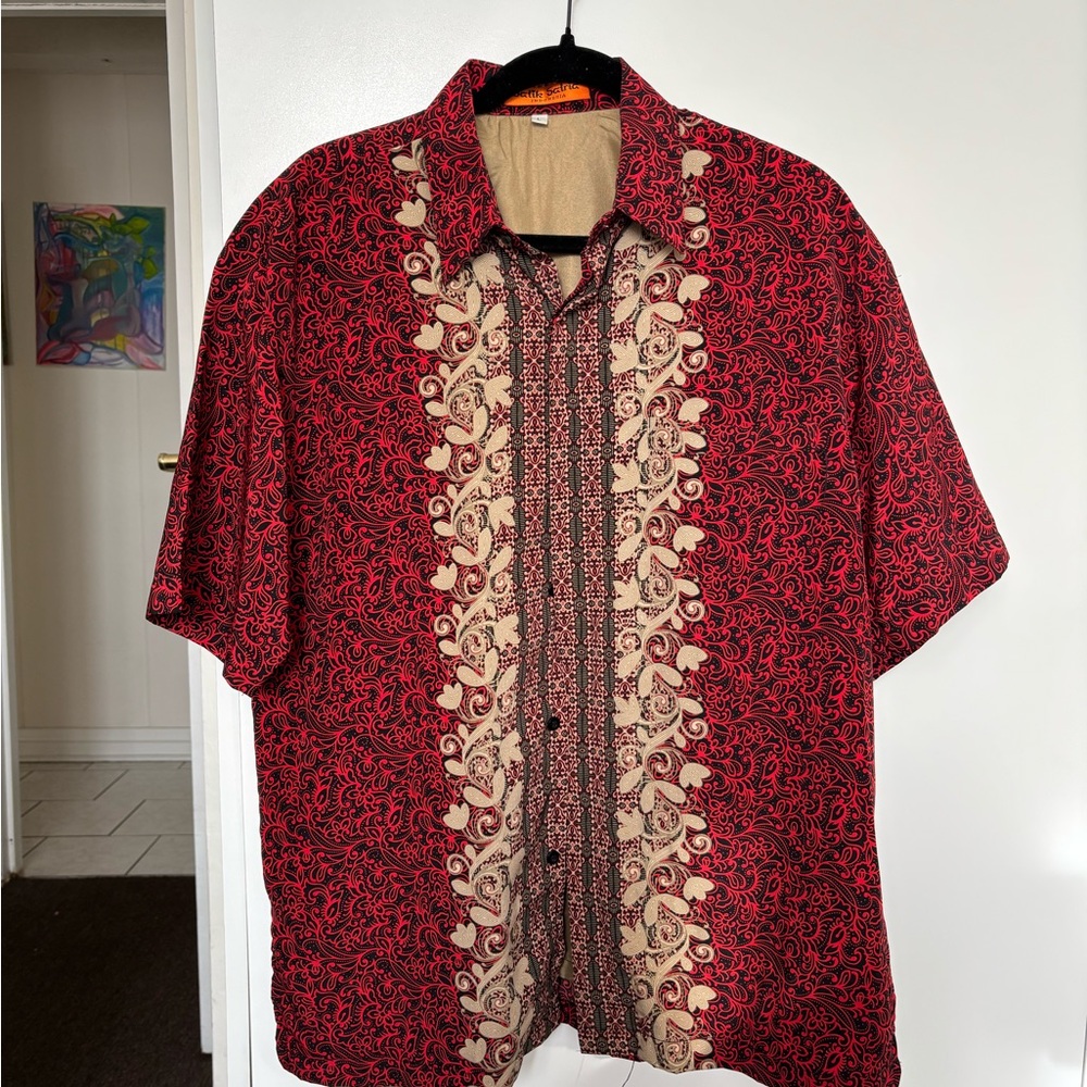 Red and Cream Men's Shirt